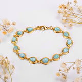 Classic Teardrop Link Bracelet in Silver with 24ct Gold and Larimar
