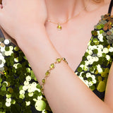 Classic Teardrop Link Bracelet in Silver with 24ct Gold & Peridot