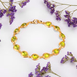 Classic Teardrop Link Bracelet in Silver with 24ct Gold & Peridot