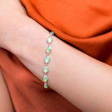 Classic Teardrop Link Bracelet in Silver and Prehnite
