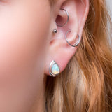 Classic Teardrop Stud Earrings in Silver and Ethiopian Opal