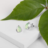 Classic Teardrop Stud Earrings in Silver and Prehnite