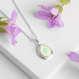 Classic Teardrop Necklace in Silver and Ethiopian Opal