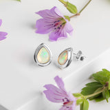 Classic Teardrop Stud Earrings in Silver and Ethiopian Opal