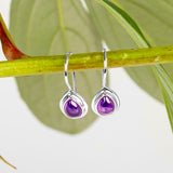 Classic Teardrop Hook Earrings in Silver and Amethyst