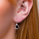 Classic Teardrop Hook Earrings in Silver and Black Onyx