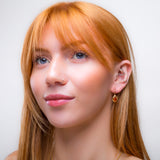 Classic Teardrop Hook Earrings in Silver with 24ct Gold & Cognac Amber