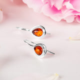 Classic Teardrop Hook Earrings in Silver and Cognac Amber