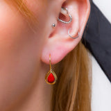 Classic Teardrop Hook Earrings in Silver with 24ct Gold & Coral