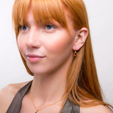 Classic Teardrop Hook Earrings in Silver with 24ct Gold and Garnet