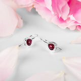 Classic Teardrop Hook Earrings in Silver and Garnet