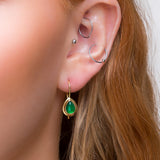 Classic Teardrop Hook Earrings in 24ct Gold Plated & Green Onyx