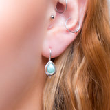 Classic Teardrop Hook Earrings in Silver and Larimar