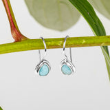 Classic Teardrop Hook Earrings in Silver and Larimar