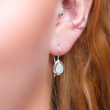 Classic Teardrop Hook Earrings in Silver and Moonstone