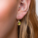 Classic Teardrop Hook Earrings in Silver with 24ct Gold & Peridot
