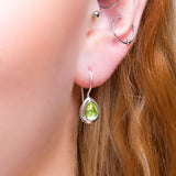 Classic Teardrop Hook Earrings in Silver and Peridot