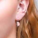 Classic Teardrop Hook Earrings in Silver and Rose Quartz