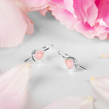 Classic Teardrop Hook Earrings in Silver and Rose Quartz