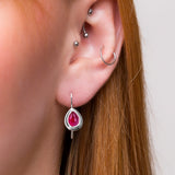 Classic Teardrop Hook Earrings in Sterling Silver and Ruby
