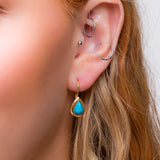 Classic Teardrop Hook Earrings in Silver with 24ct Gold & Turquoise