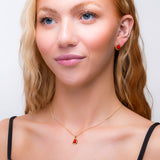 Classic Teardrop Necklace in Silver with 24ct Gold and Coral
