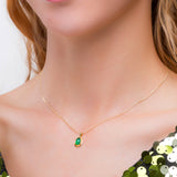 Classic Teardrop Necklace in Silver with 24ct Gold & Green Onyx