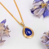 Classic Teardrop Necklace in Silver with 24ct Gold and Lapis Lazuli