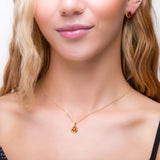Classic Teardrop Necklace in Silver with 24ct Gold & Amber