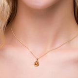 Classic Teardrop Necklace in Silver with 24ct Gold & Amber