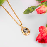 Classic Teardrop Necklace in Silver with 24ct Gold & Dalmatian Jasper