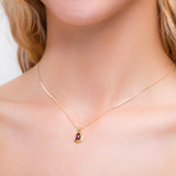 Classic Teardrop Necklace in Silver with 24ct Gold & Garnet