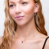 Classic Teardrop Hook Earrings in Silver with 24ct Gold and Lapis Lazuli