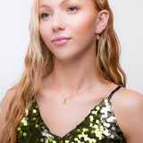 Classic Teardrop Hook Earrings in Silver with 24ct Gold & Peridot