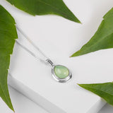 Classic Teardrop Necklace in Silver and Prehnite
