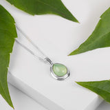 Classic Teardrop Necklace in Silver and Prehnite