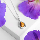 Classic Teardrop Necklace in Silver and Tiger's Eye