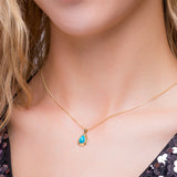 Classic Teardrop Necklace in Silver with 24ct Gold and Turquoise
