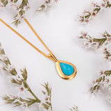 Classic Teardrop Necklace in Silver with 24ct Gold and Turquoise