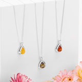 Classic Teardrop Necklace in Silver and Amber