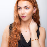 Classic Teardrop Link Bracelet in Silver with 24ct Gold and Amber