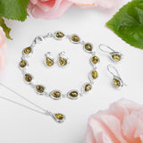 Classic Teardrop Hook Earrings in Silver and Green Amber