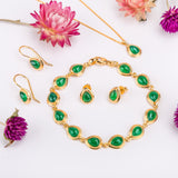 Classic Teardrop Hook Earrings in 24ct Gold & Green Onyx