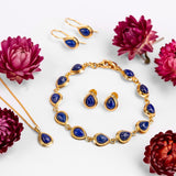 Classic Teardrop Link Bracelet in Silver with 24ct Gold & Lapis Lazuli