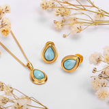 Classic Teardrop Stud Earrings in Silver 24ct Gold and Larimar