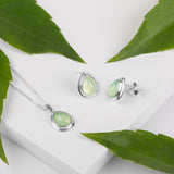 Classic Teardrop Necklace in Silver and Prehnite