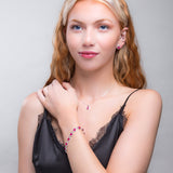 Classic Teardrop Link Bracelet in Silver and Ruby