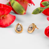 Classic Teardrop Stud Earrings in Silver with 24ct Gold & Dalmatian Jasper