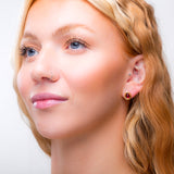 Classic Teardrop Stud Earrings in Silver with 24ct Gold & Garnet