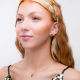 Classic Teardrop Stud Earrings in 24ct Gold Plated and Green Onyx